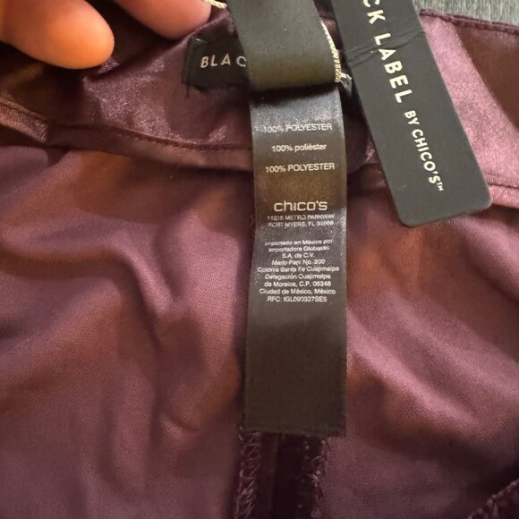 Black Label by Chico's Dark Purple Velvet Wide Leg Pants, Size 1 Regular NWT - Picture 4 of 9